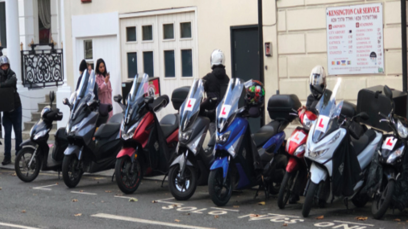 row of motorbikes