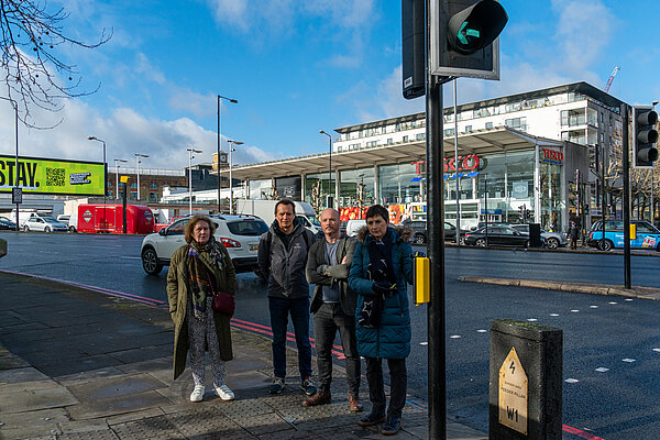 Christophe with Cllr Tim Verboven, Cllr Linda Wade & Caroline Piidgeon on Cromwell Rd